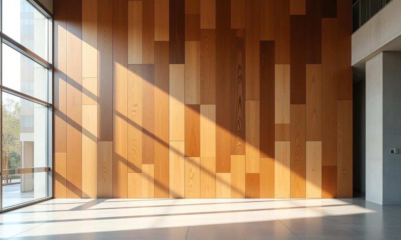 Bespoke wood art installation in a modern lobby