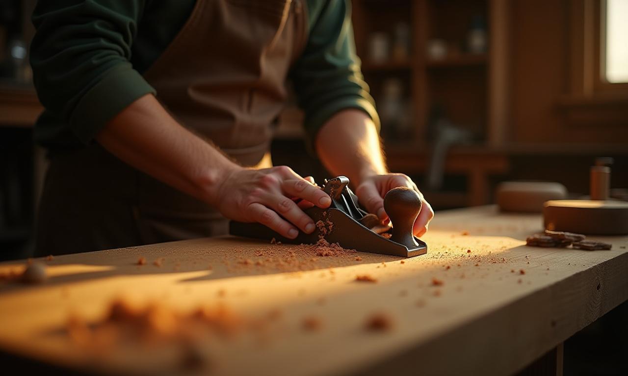 Craftsman working on a custom timber joint