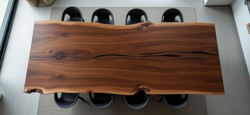 Large live-edge walnut dining table